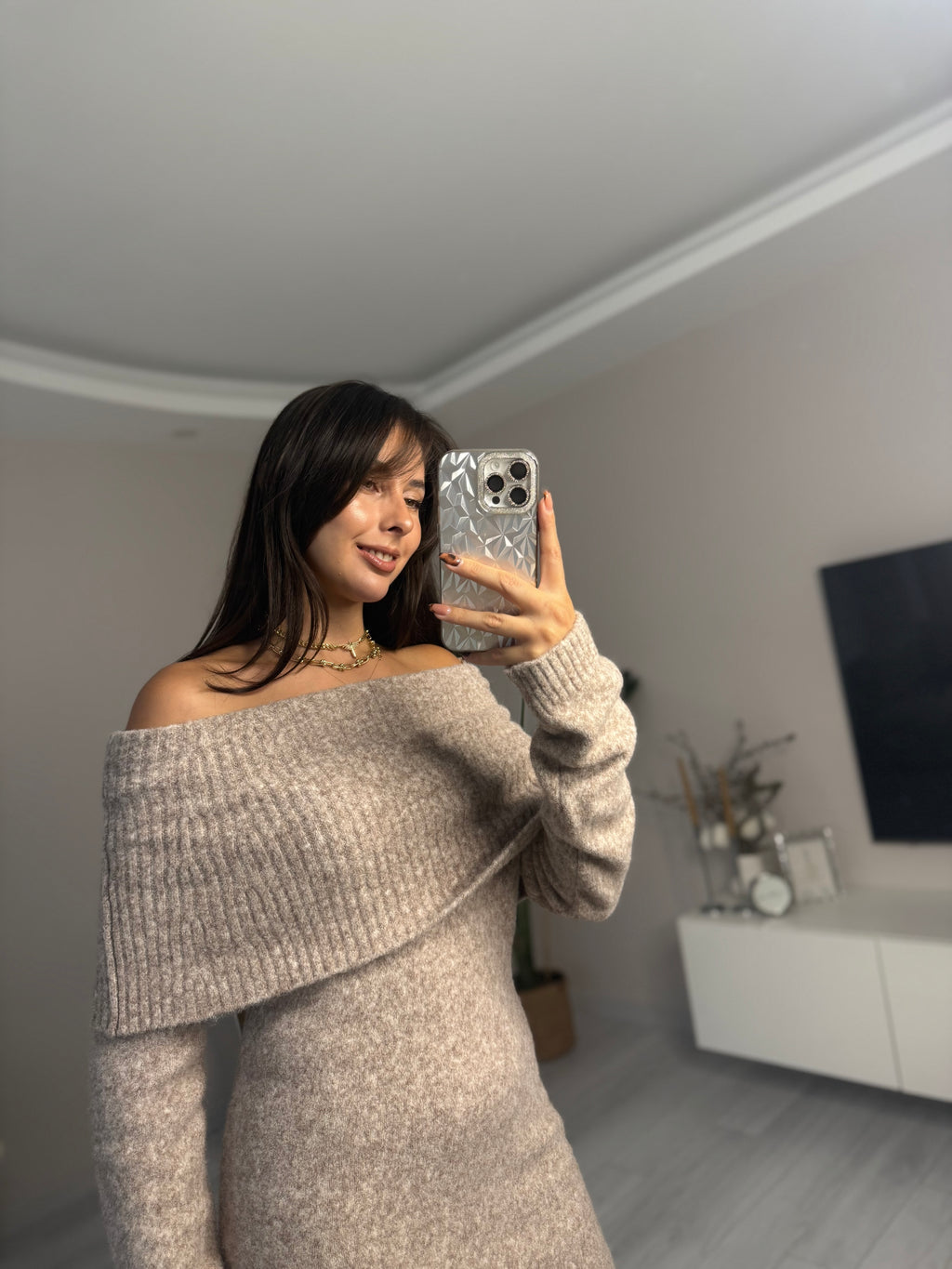 Bardot Yaka Triko Elbise