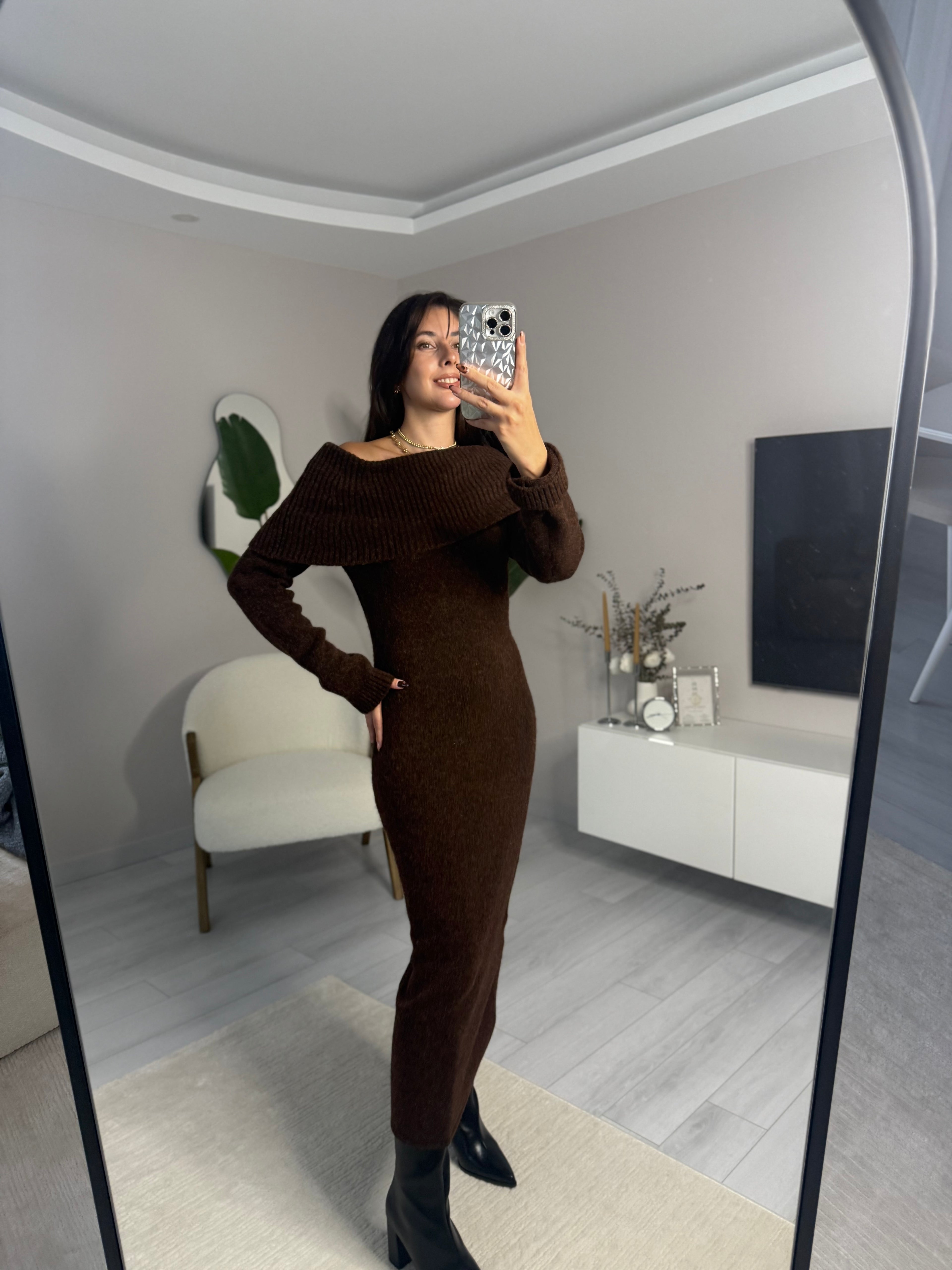 Bardot Yaka Triko Elbise