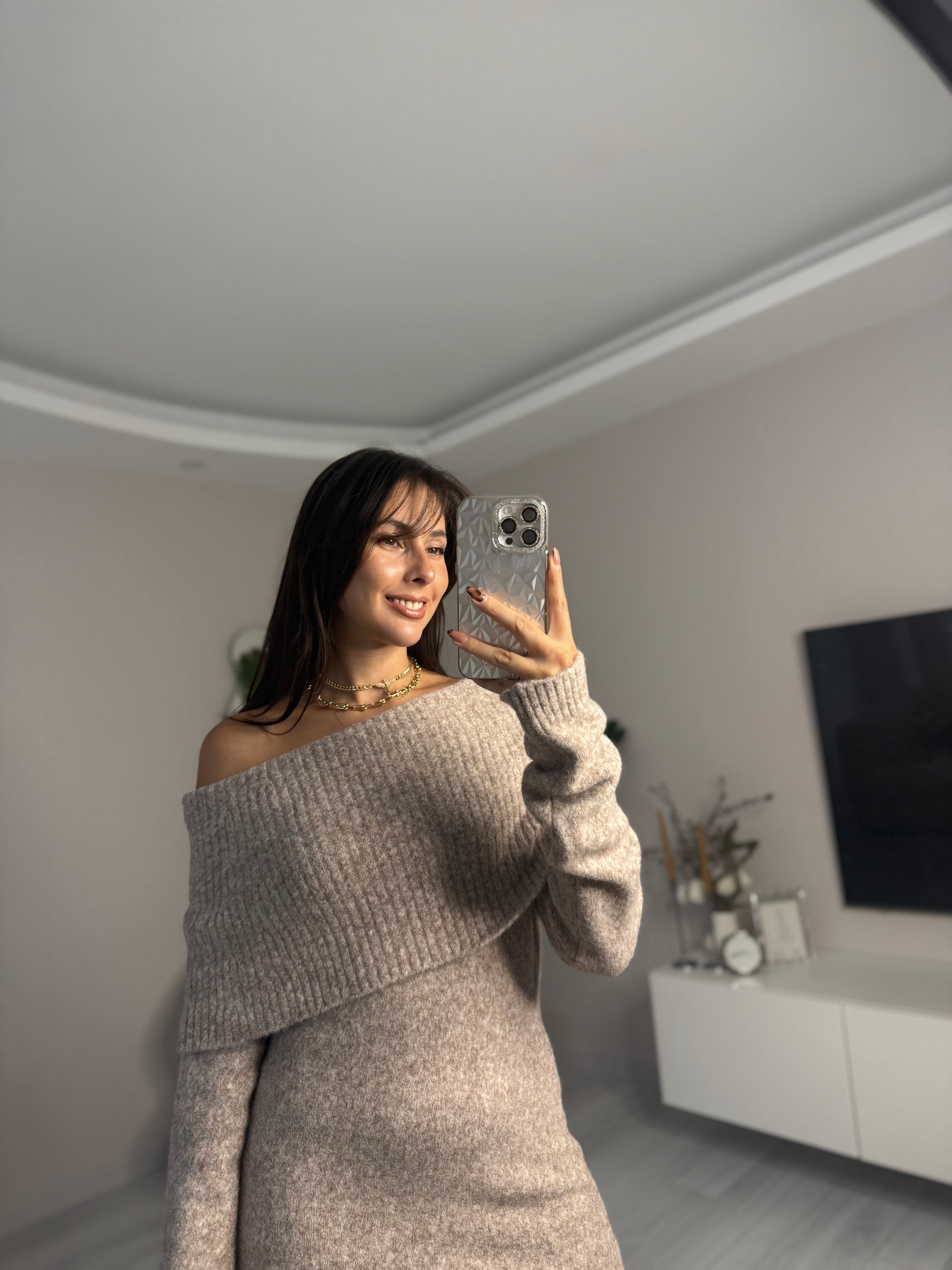 Bardot Yaka Triko Elbise