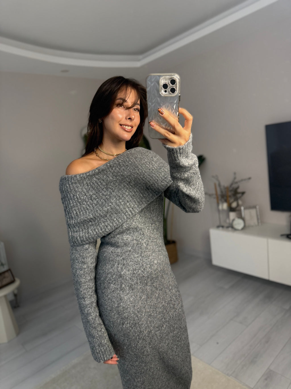 Bardot Yaka Triko Elbise